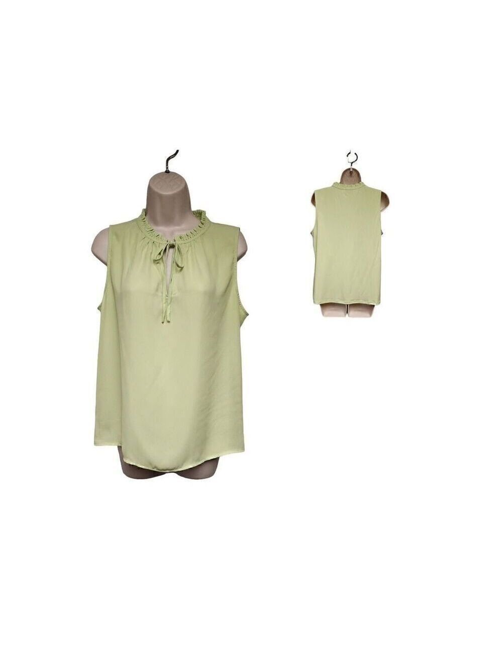 Ann Taylor Factory Lime Green Sleeveless Front Tie Top Medium